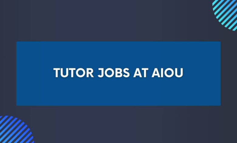 Tutor Jobs at AIOU