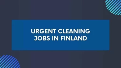 Urgent Cleaning Jobs in Finland