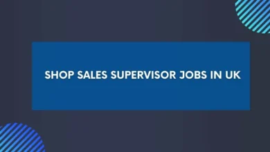 Shop Sales Supervisor Jobs in UK