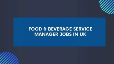 Food & Beverage Service Manager Jobs in UK