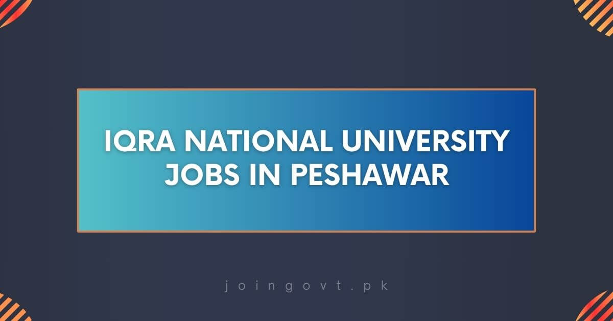 Iqra National University Jobs in Peshawar 2024 - Apply Now