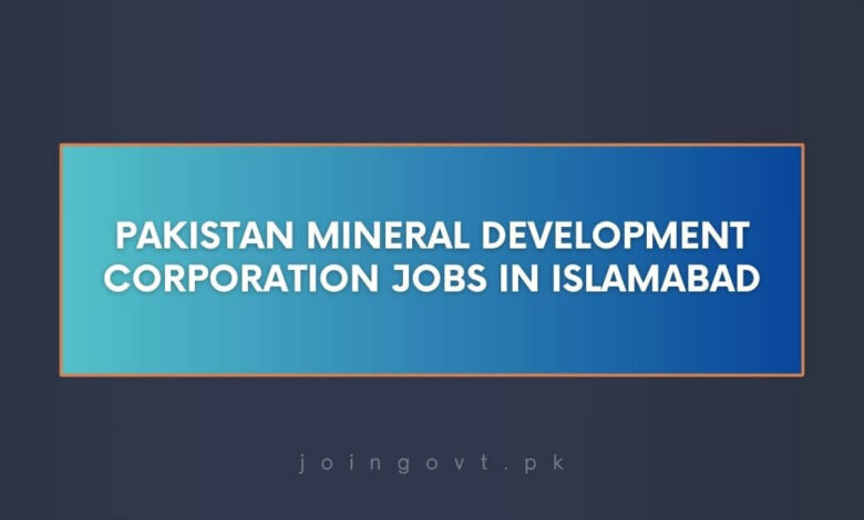 Pakistan Mineral Development Corporation Jobs In Islamabad