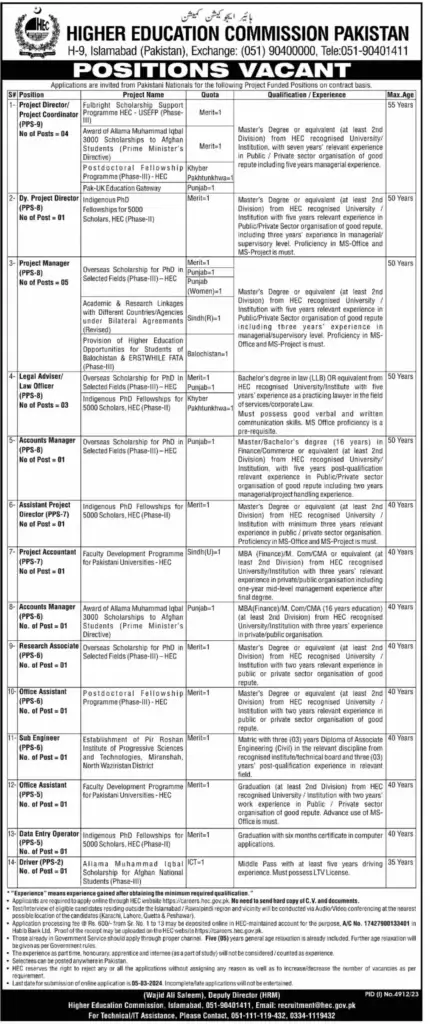 Higher Education Commission HEC JobsHigher Education Commission HEC Jobs