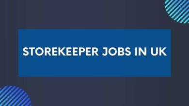 StoreKeeper Jobs in UK