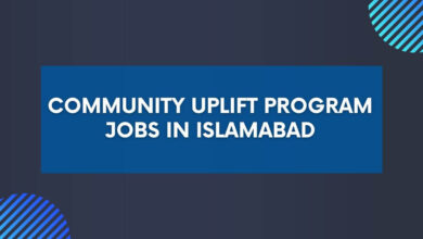 Community Uplift Program Jobs in Islamabad