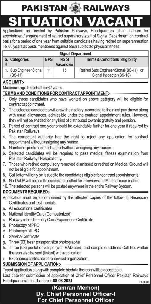 Latest Pakistan Railway Jobs