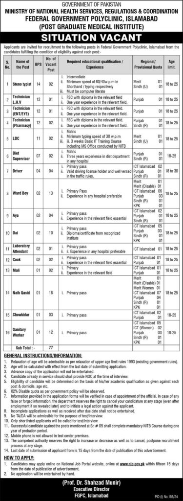 Ministry of National Health Services Jobs