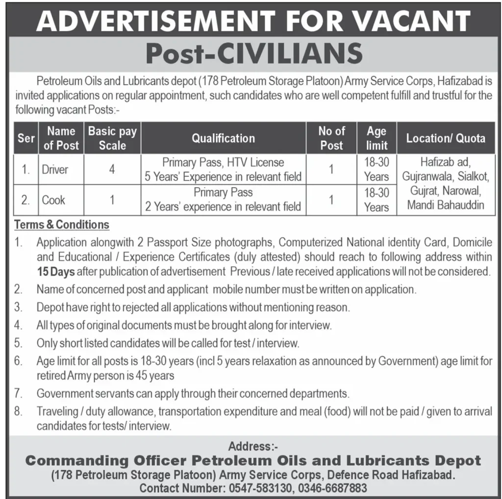 Petroleum Oils and Lubricants Depot Jobs