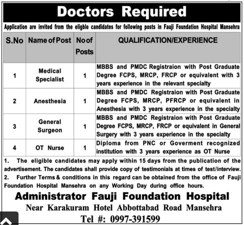 Fauji Foundation Hospital Jobs